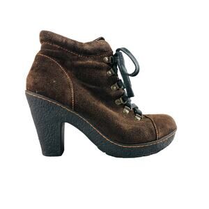 BOC Brown Suede Heeled Combat Lace Up Ankle Bootie Heeled Boots Size 8